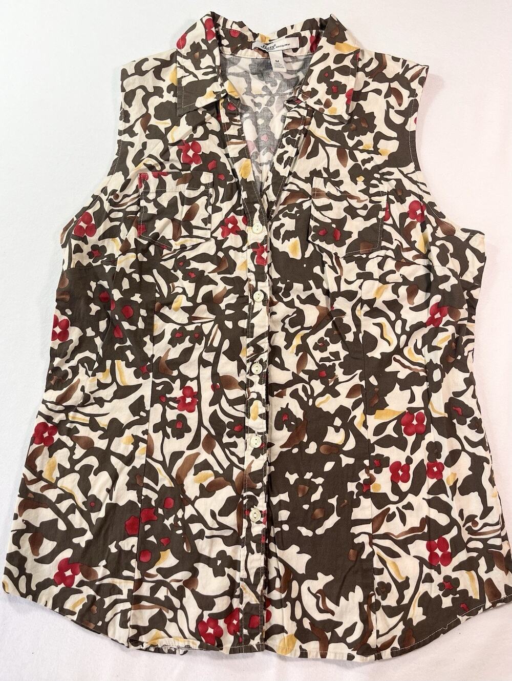 Bass Sleeveless Floral Print Blouse, M